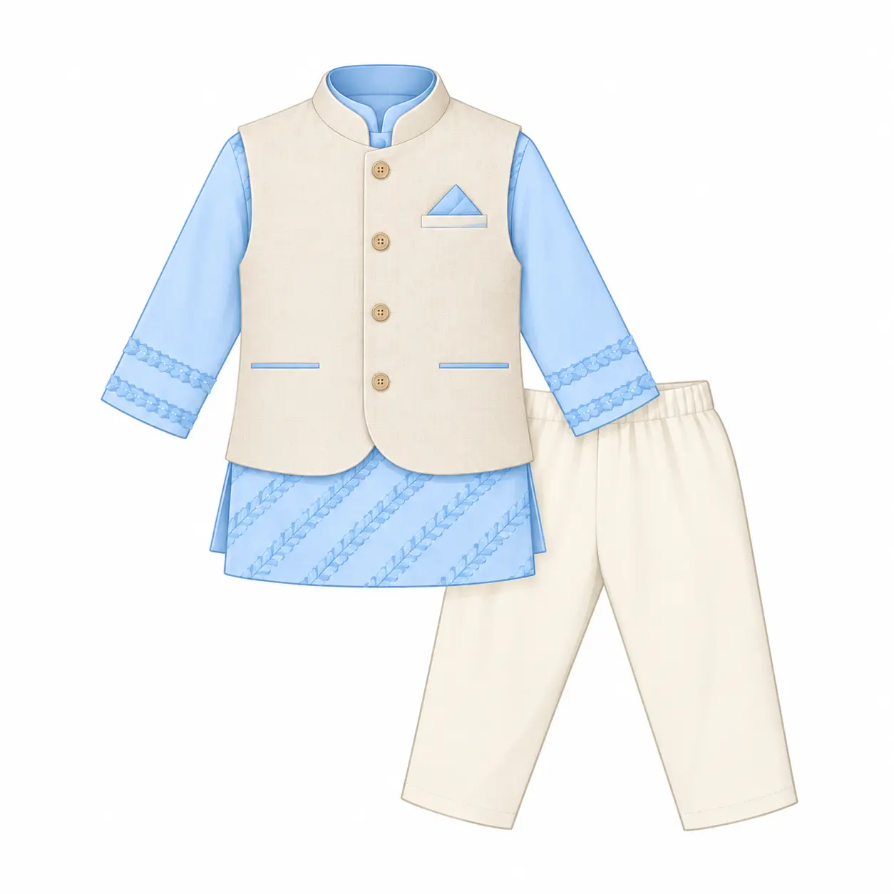 Kids Punjabi set- Kurta Vest Set
